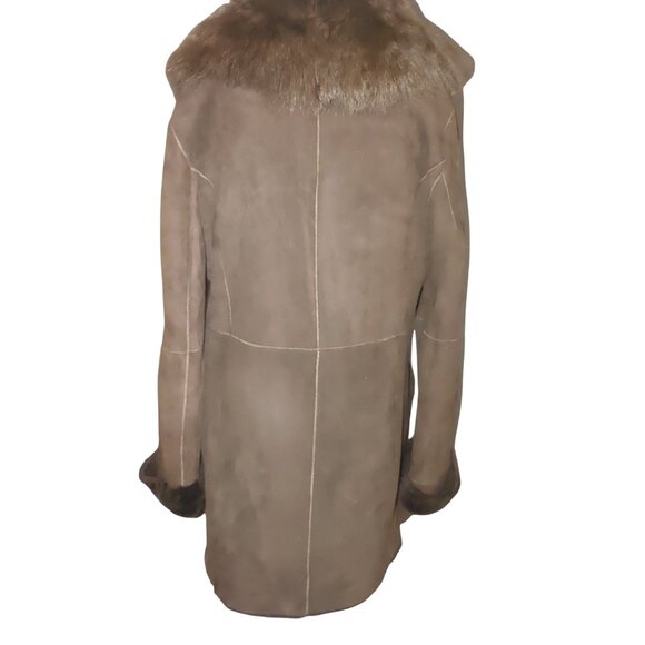 Olsen Europe Womens Lamb Fur Coat Size 10 Brown Shearling Button Closure Turkey - Picture 9 of 13